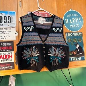 Christopher & Banks Black and Blue Knit Cardigan